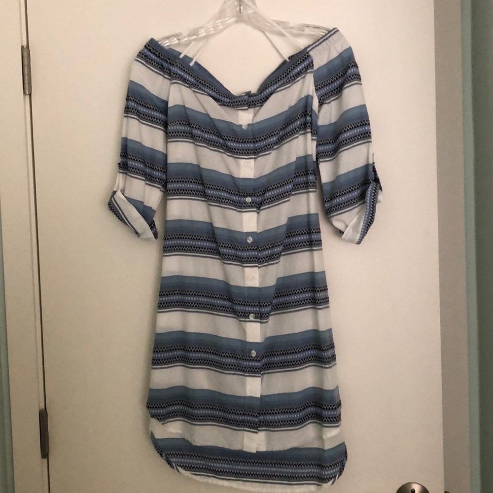 Bella Dahl White and Blue Striped Midi Dress